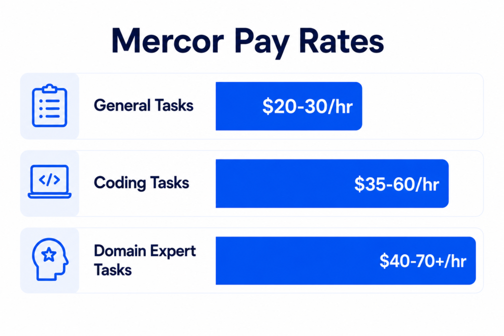 Mercor pay rates in 2026 by task type
